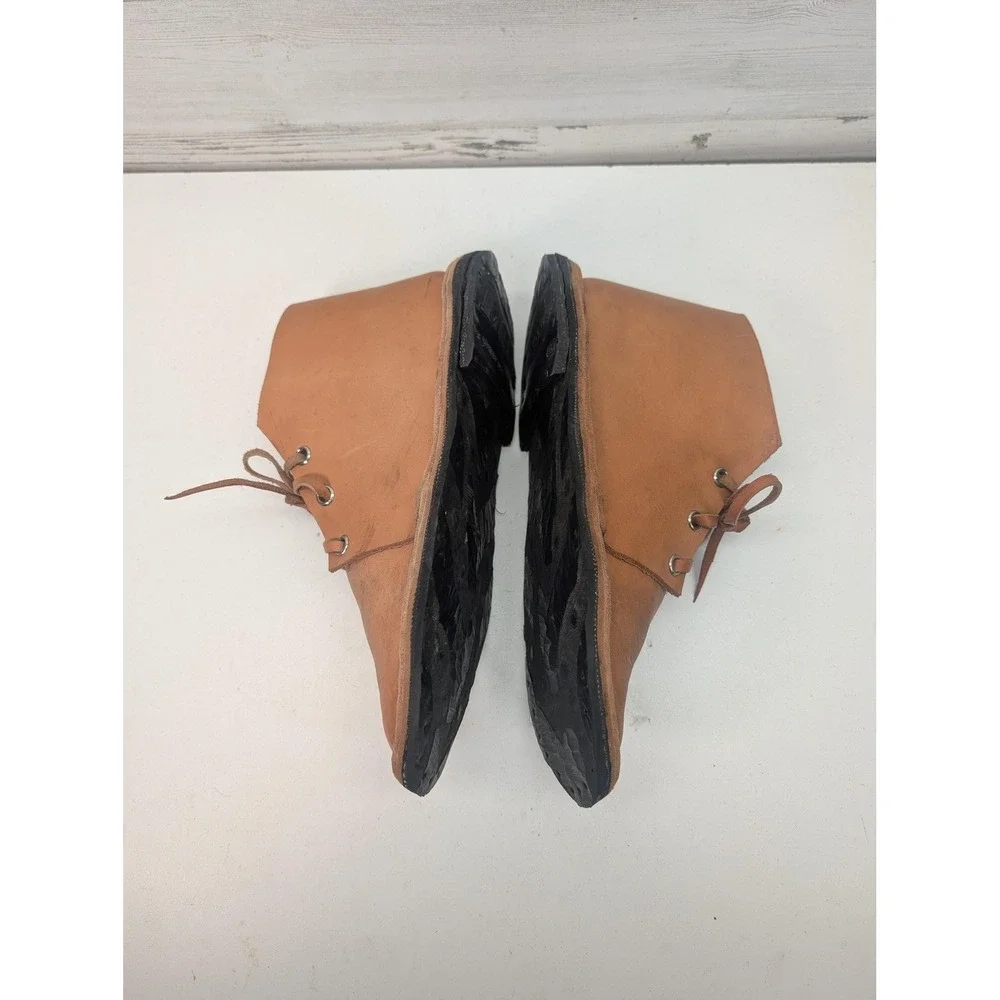 Handmade‎ Leather Chukka Boots Mens 9.5 Brown Vintage Motorcycle Sole